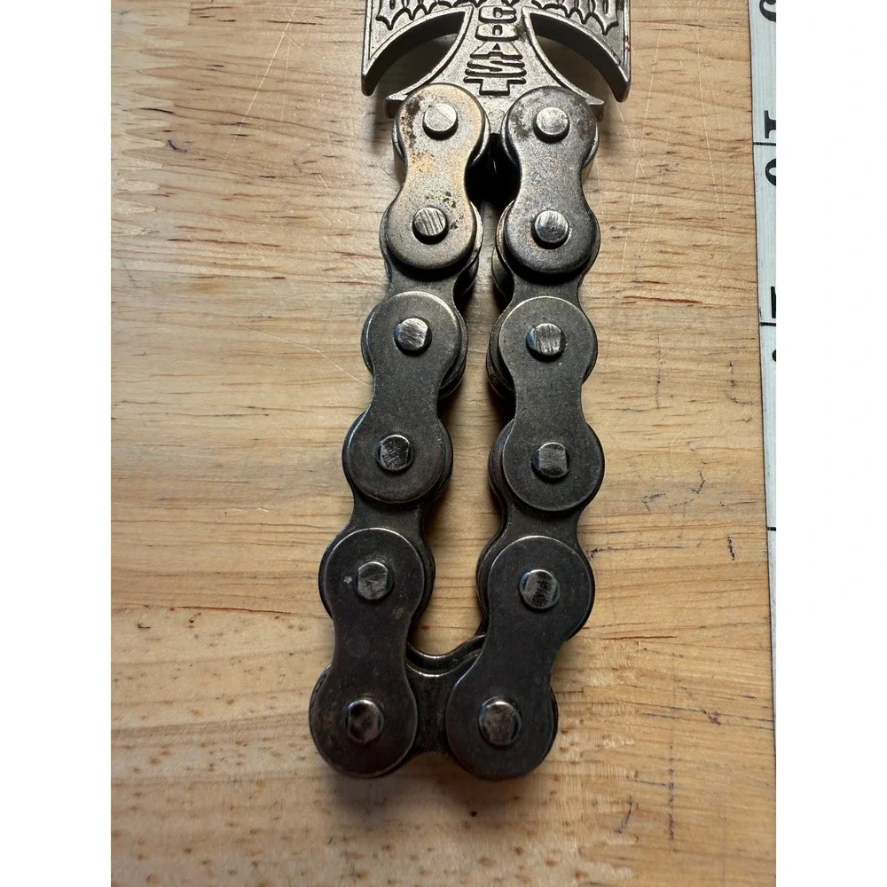West Coast Choppers Gunmetal Steel Bike Chain Iron Cross Bottle Opener Biker
